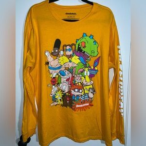 Nickelodeon Men Long Sleeve Shirt with Characters in Mustard Yellow